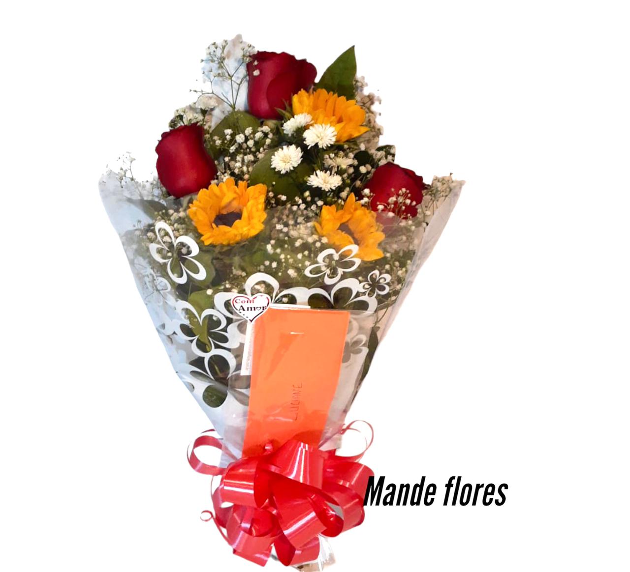 Rosas com girassóis